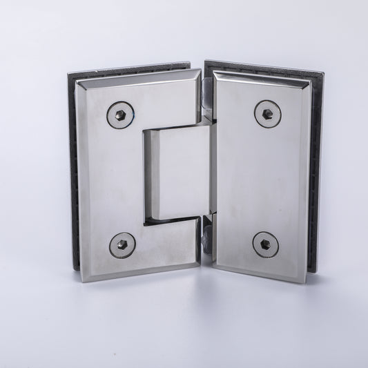 Heavy Duty 135° Glass-to-Glass Hinge for Shower Doors, Stainless Steel Glass Clamp Hardware