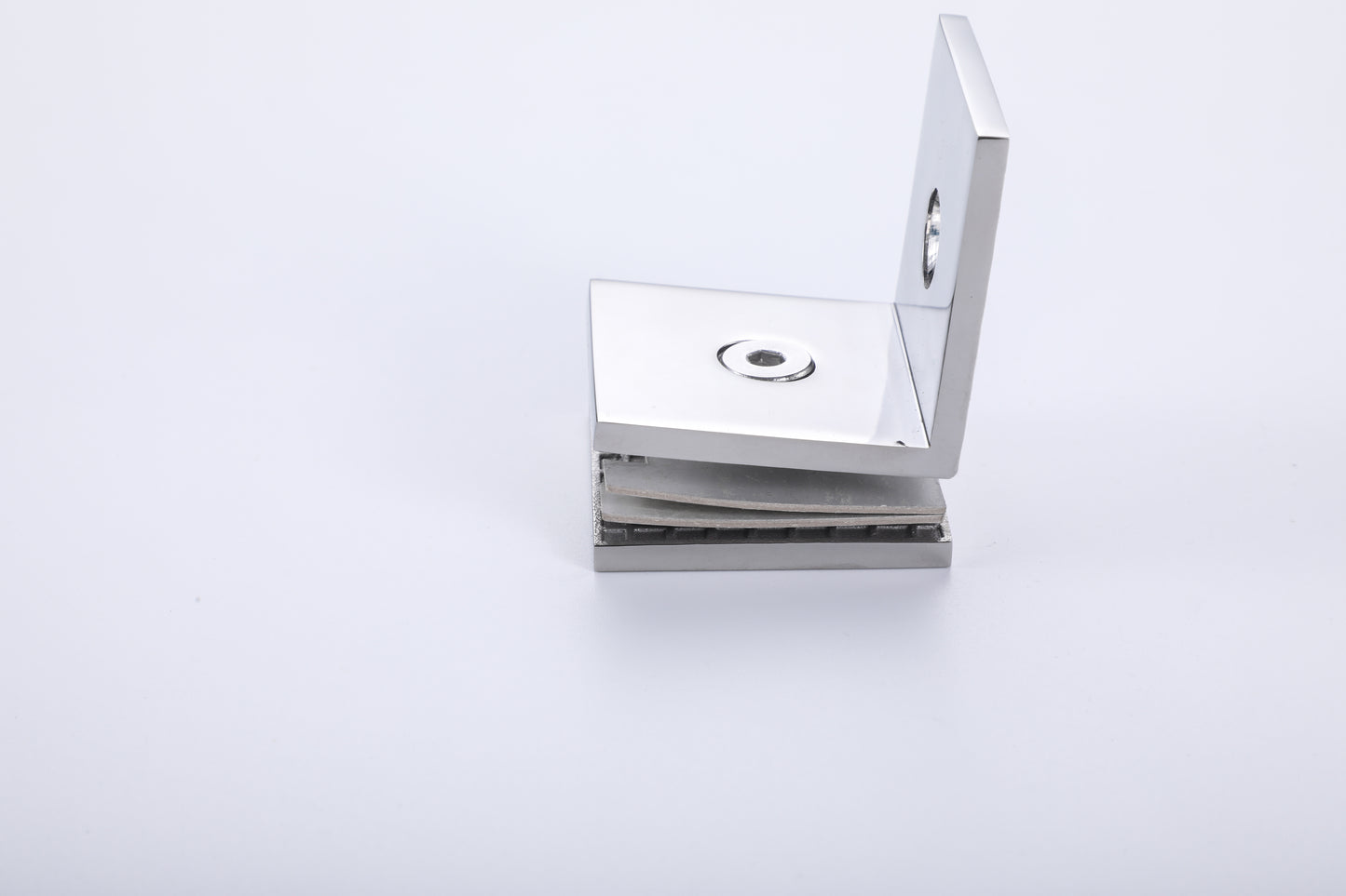 90° Wall-to-Glass Clamp for Frameless Tempered Shower Door, Bathroom Hardware Fitting
