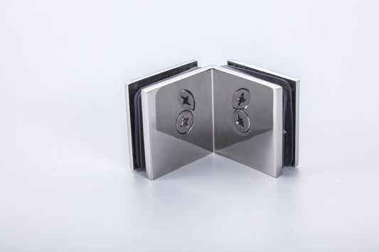 Bathroom Shower Glass Door Hardware – Stainless Steel Glass-to-Glass Clamp Bracket