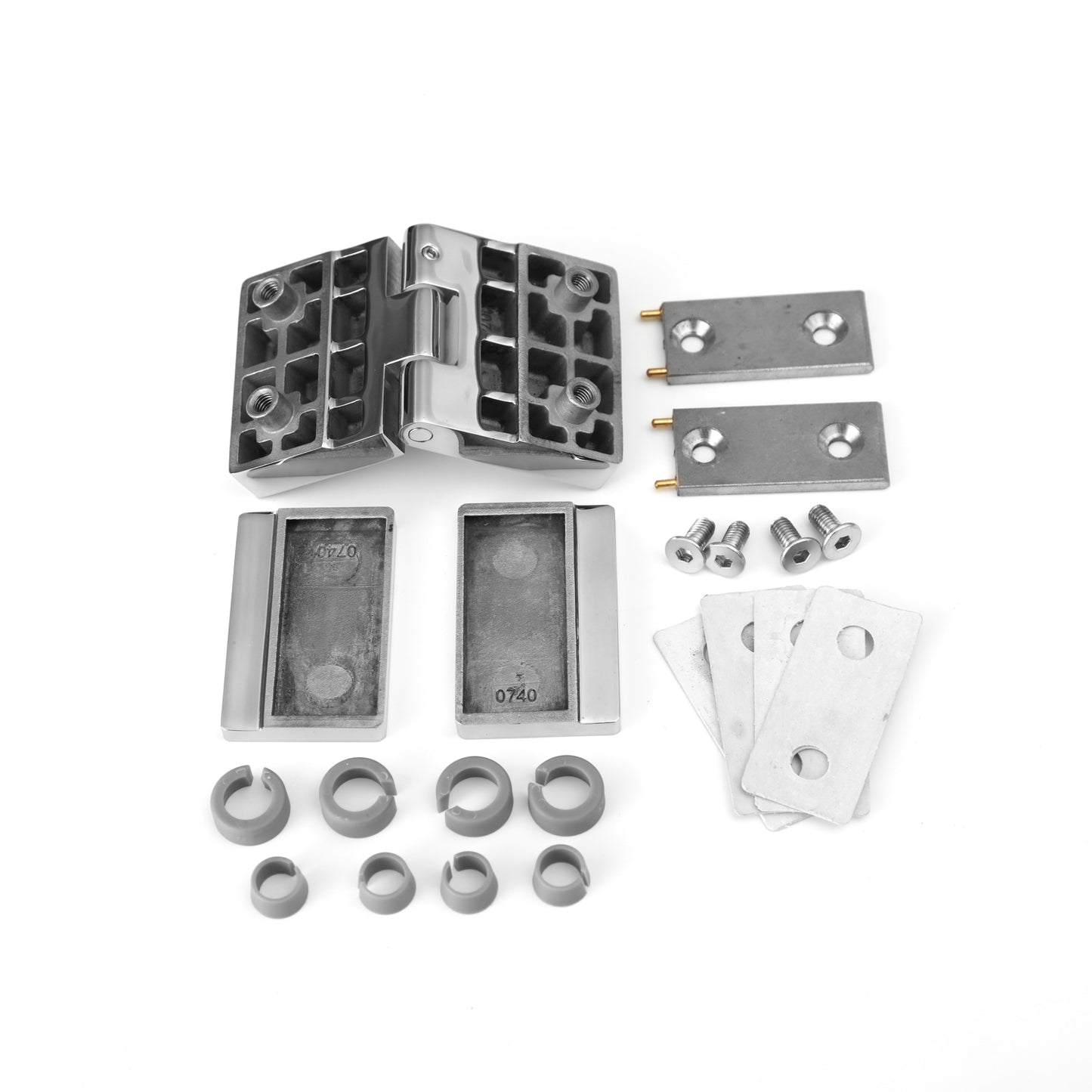 304 Stainless Steel Shower Door Hinge, 180 Degree Glass to Glass Heavy Duty Bathroom Hardware