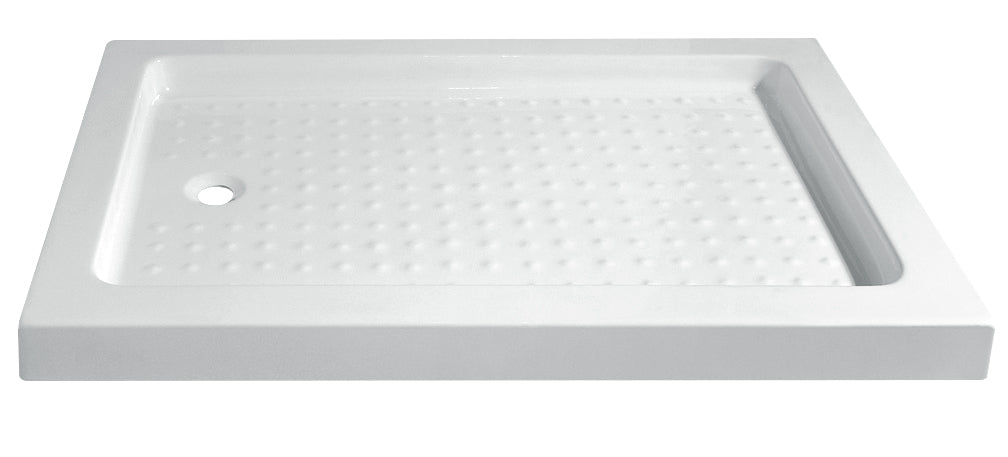 One-Piece Acrylic Shower Tray – Anti-Slip, Stainless Steel Frame, Drainer Included, 140mm Height