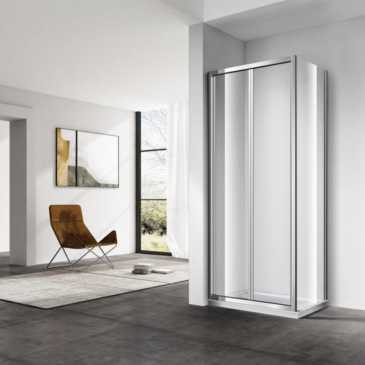 6mm Sliding Shower Door – Chrome/Black Frame, 15mm Adjustable, LA-3F