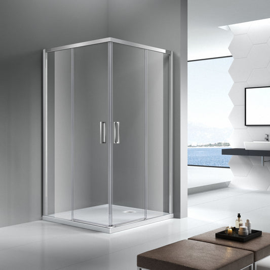 6mm Sliding Shower Door – Chrome/Black Frame, 25mm Adjustable, GA-4F