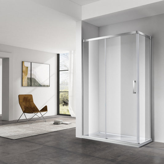 6mm Sliding Shower Door – Chrome/Black Frame, 10mm Adjustable, EC-3F