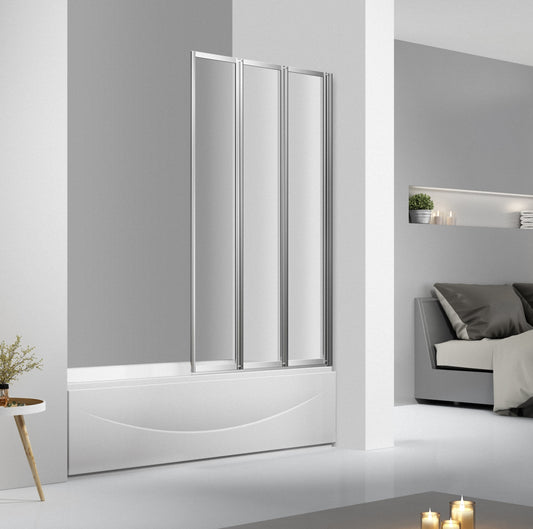 6mm Tempered Glass Bath Screen – Chrome/Black Aluminum Frame, 10mm Adjustable PE-4
