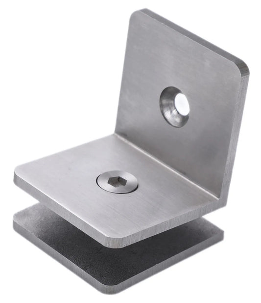 Bathroom Furniture & Shower Accessories, 90° Wall-to-Glass Clamp for Frameless Tempered Glass Door Hardware
