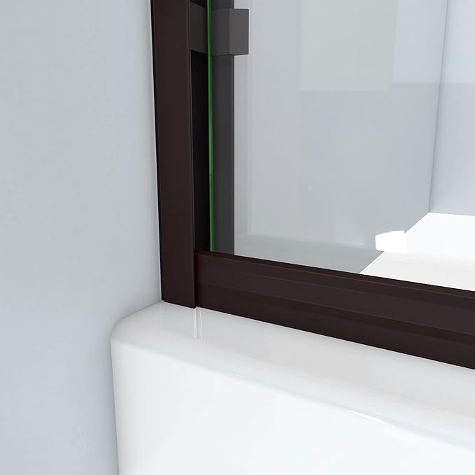 Semi-Frameless Sliding Shower Door - 56-60"W x70 3/8"H, Oil Rubbed Bronze, Clear Glass