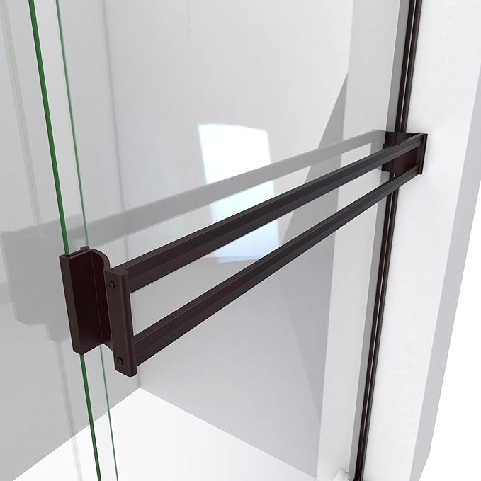 Semi-Frameless Sliding Shower Door - 56-60"W x70 3/8"H, Oil Rubbed Bronze, Clear Glass