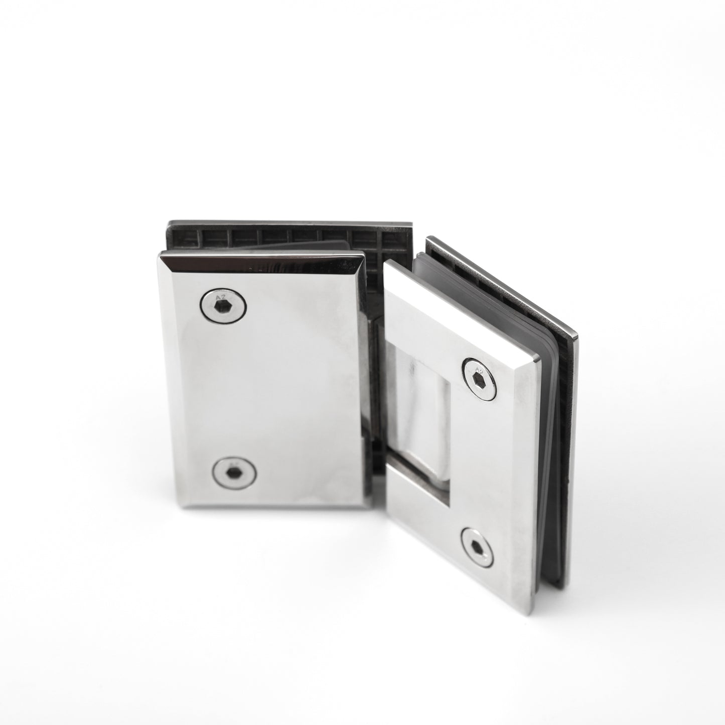 Heavy Duty 135° Glass-to-Glass Hinge for Shower Doors, Stainless Steel Glass Clamp Hardware
