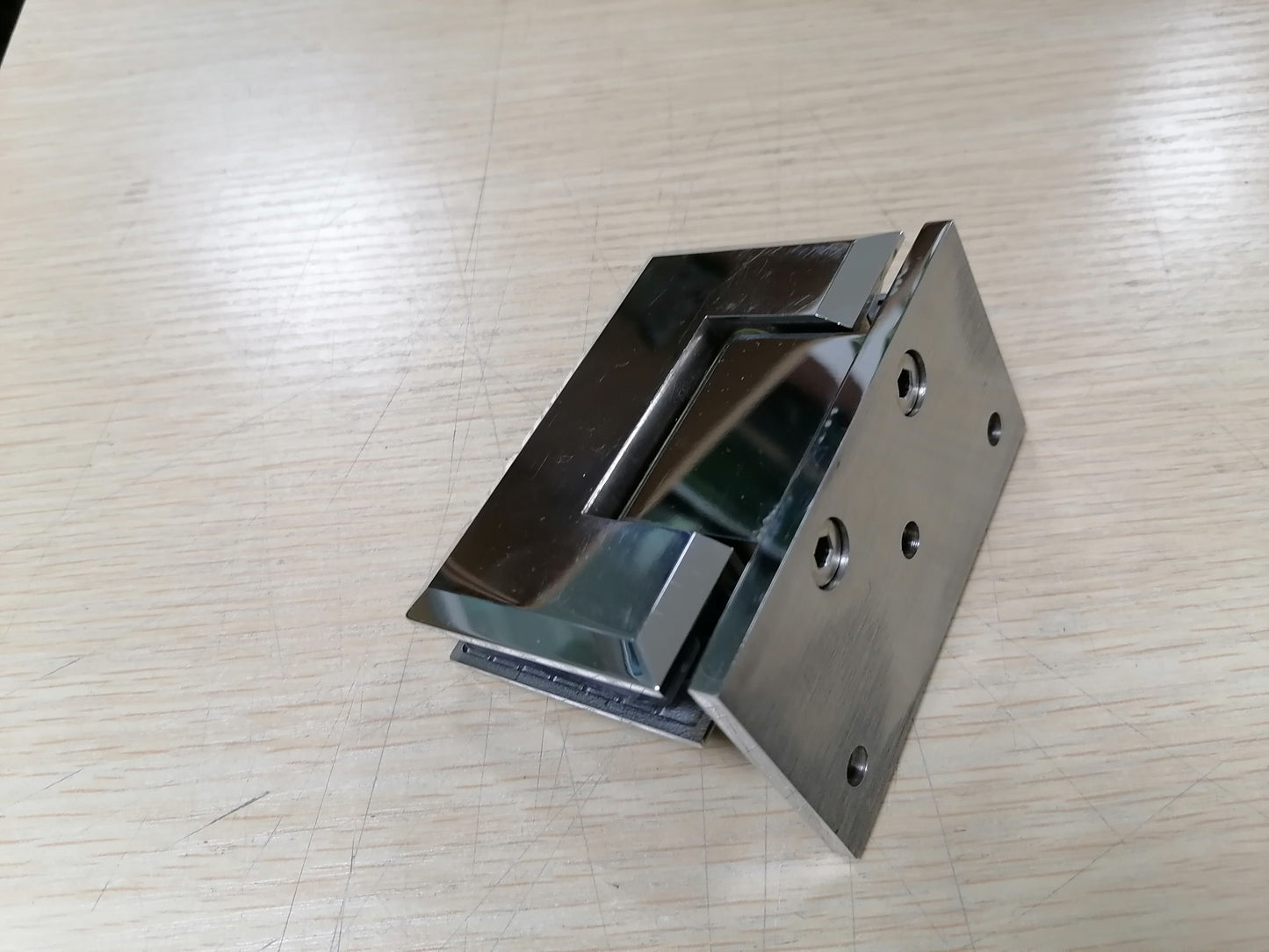 304 Stainless Steel Heavy Duty Shower Door Hinge, Rotating Adjustable Pivot, Beveled Wall-to-Glass Clamp, Mirror Finish
