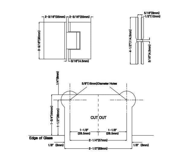 180° Glass-to-Glass Hinge for Frameless Tempered Glass Shower Door, Bathroom Hardware
