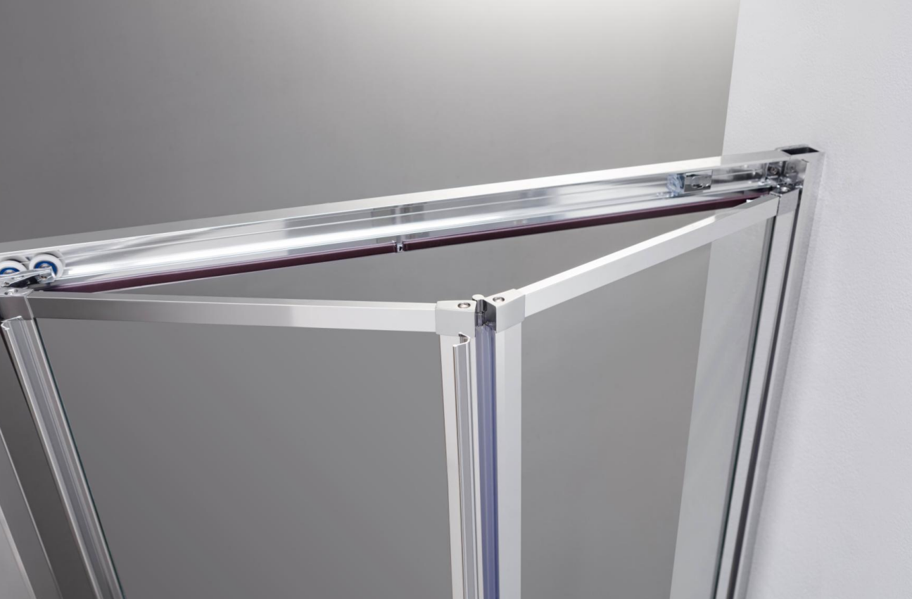 5mm Tempered Glass Folding Shower Door – Zinc Alloy Rollers, Aluminum Frame , 25mm Adjustable Extension Each Side LB-2P