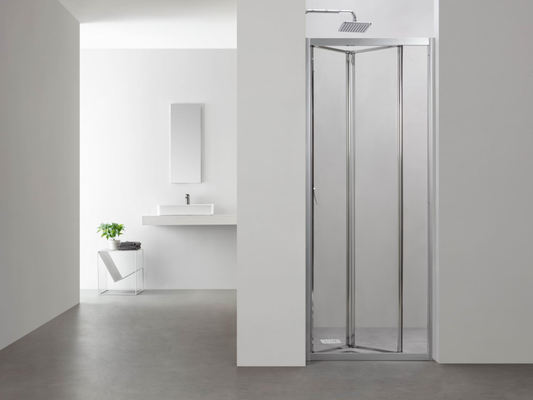 5mm Tempered Glass Folding Shower Door – Zinc Alloy Rollers, Aluminum Frame , 25mm Adjustable Extension Each Side LB-2P