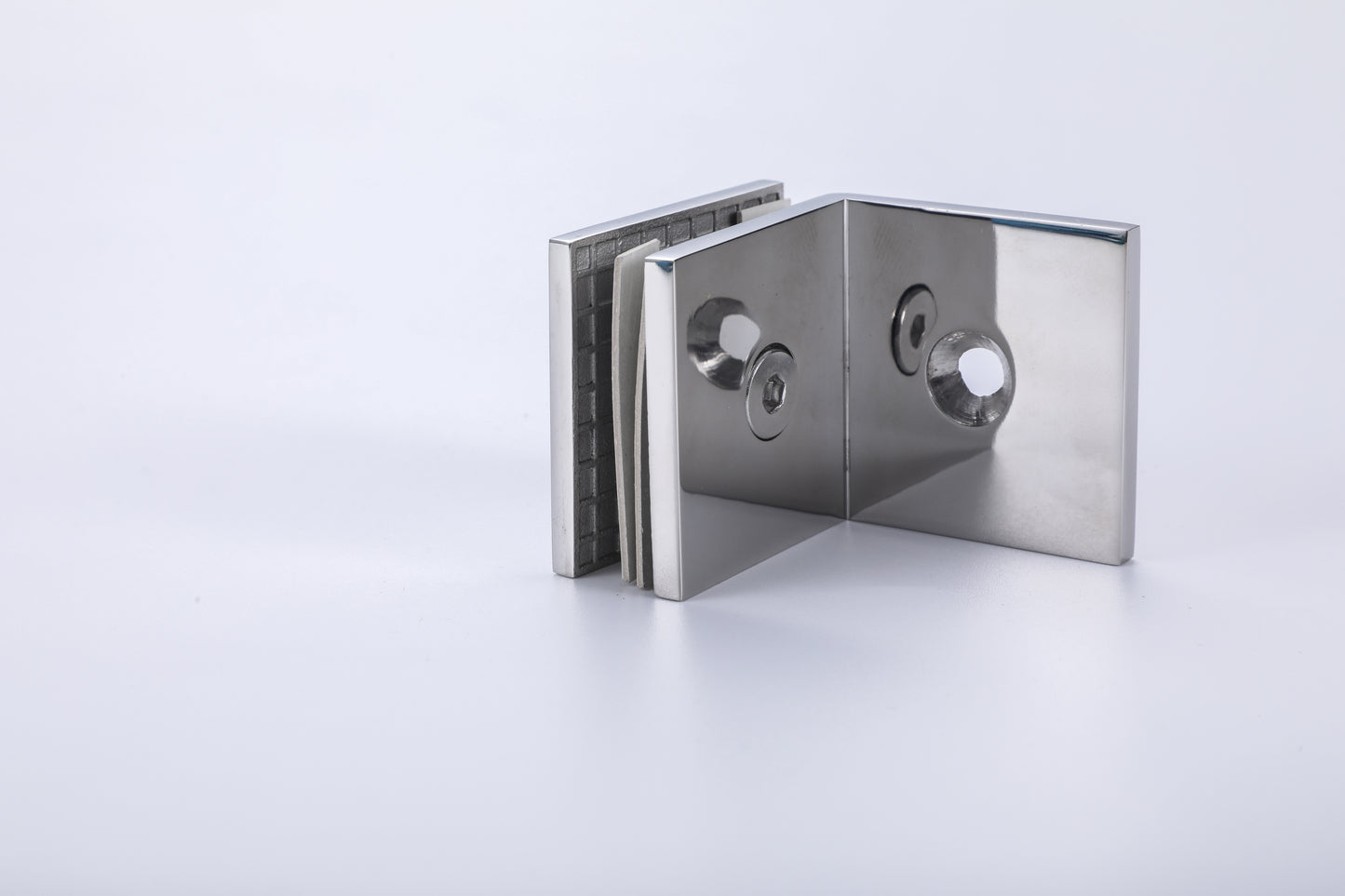 90° Wall-to-Glass Clamp for Frameless Tempered Shower Door, Bathroom Hardware Fitting