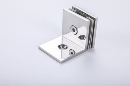 90° Wall-to-Glass Clamp for Frameless Tempered Shower Door, Bathroom Hardware Fitting