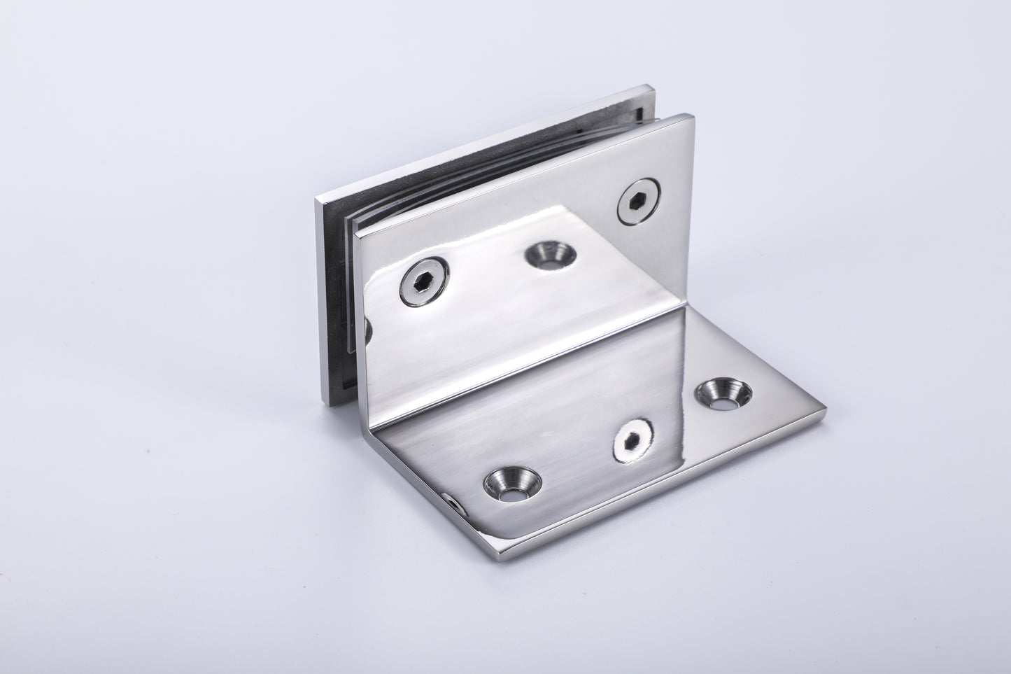 Bathroom Shower Glass Door Hardware – 90 Degree Stainless Steel Wall-Mount Clamp