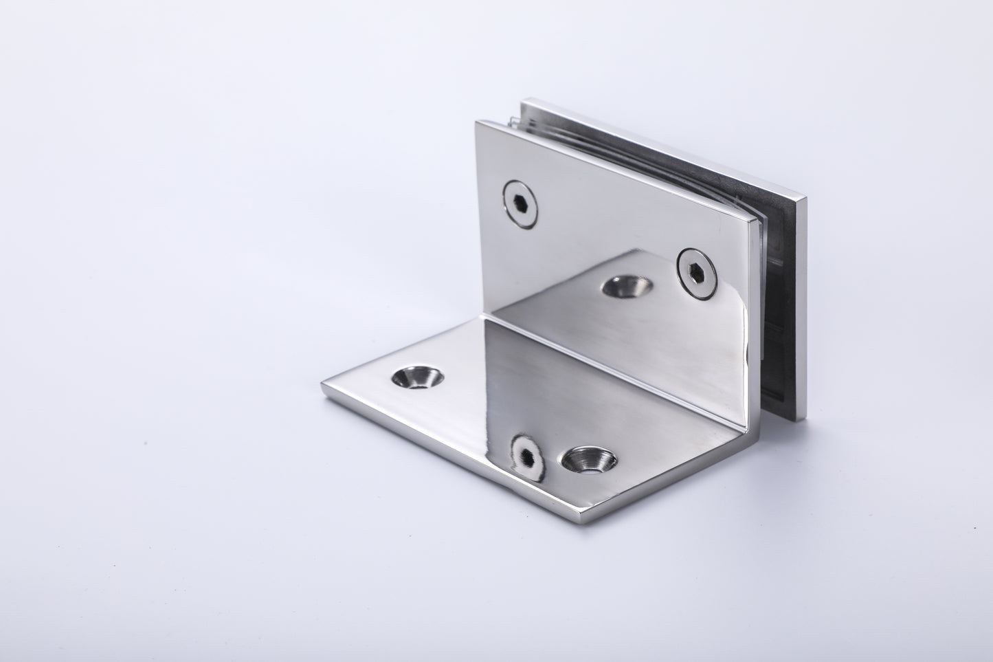 Bathroom Shower Glass Door Hardware – 90 Degree Stainless Steel Wall-Mount Clamp