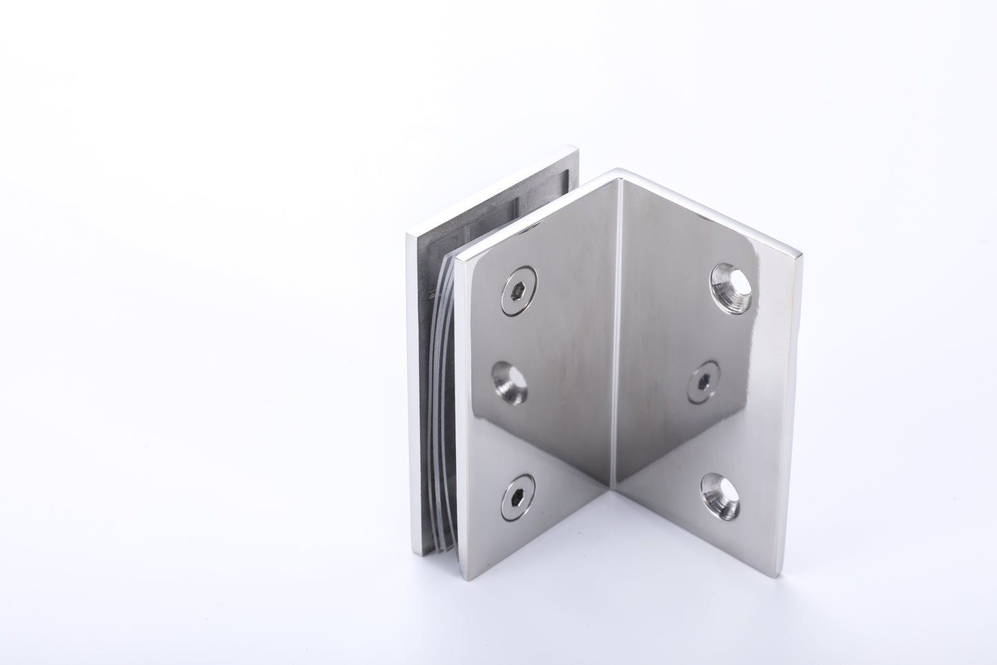 Bathroom Shower Glass Door Hardware – 90 Degree Stainless Steel Wall-Mount Clamp
