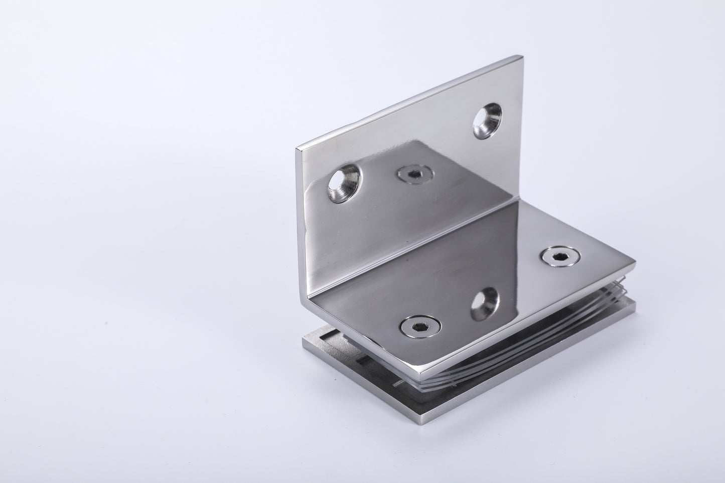 Bathroom Shower Glass Door Hardware – 90 Degree Stainless Steel Wall-Mount Clamp