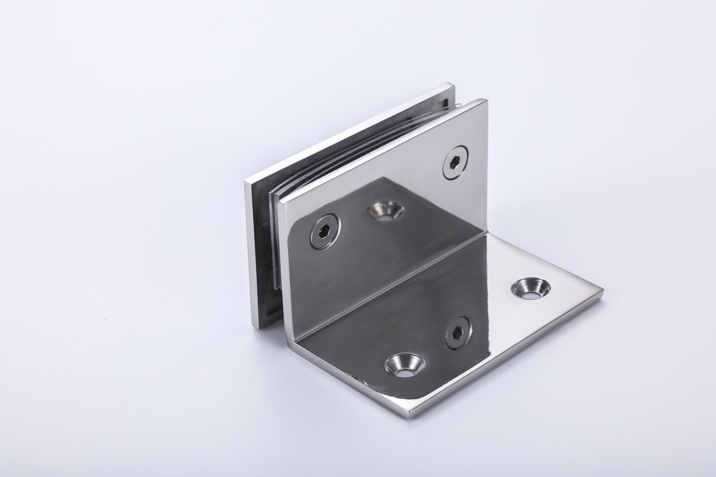 Bathroom Shower Glass Door Hardware – 90 Degree Stainless Steel Wall-Mount Clamp