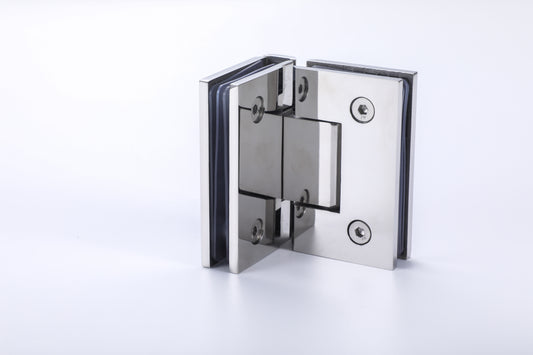 304 Stainless Steel 90° Glass-to-Glass Hinge for Frameless Shower Door, Tempered Glass Hardware