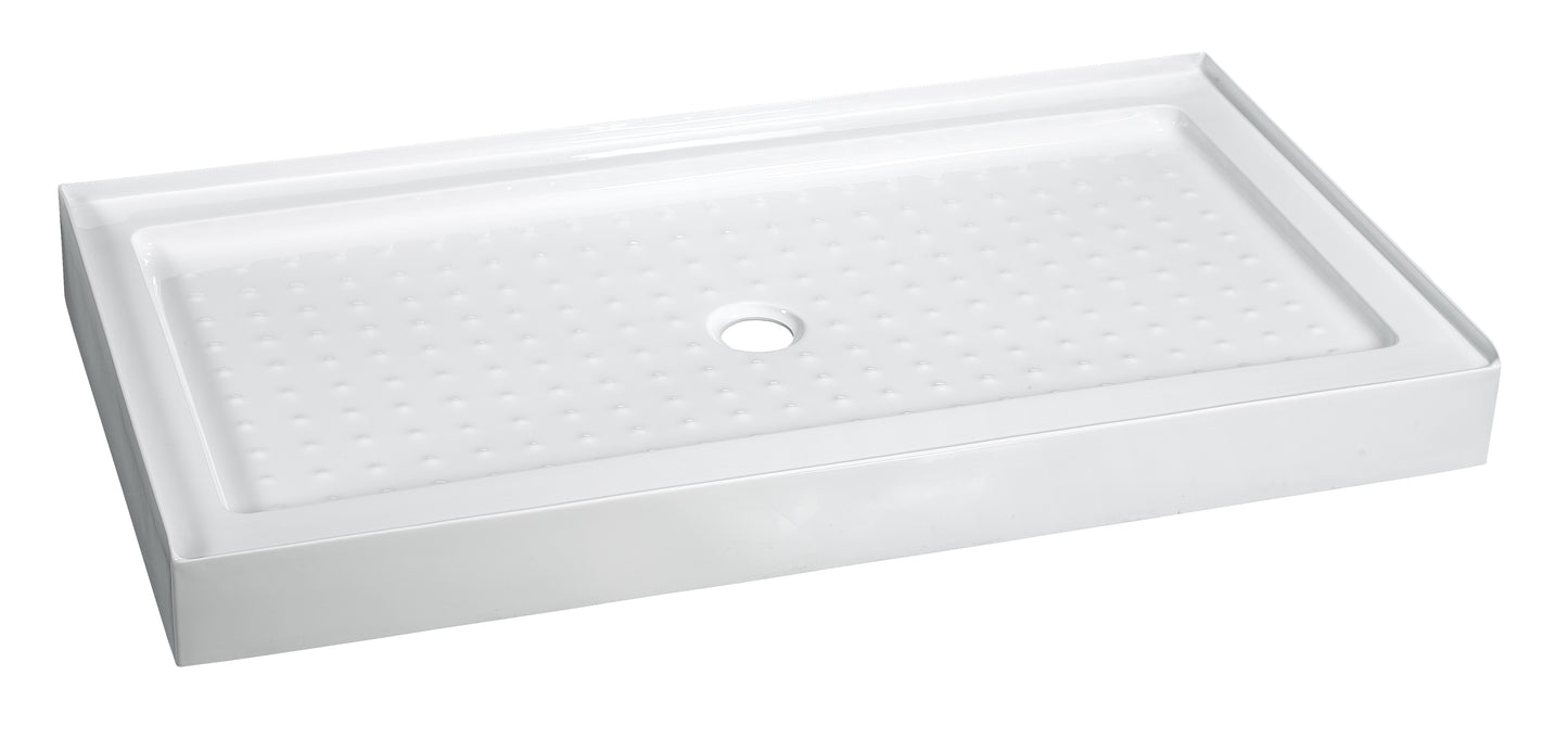 Acrylic Shower Tray – Anti-Slip, Stainless Steel Frame, Drainer Included, 140mm Height