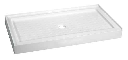 Acrylic Shower Tray – Anti-Slip, Stainless Steel Frame, Drainer Included, 140mm Height