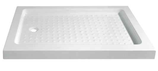One-Piece Acrylic Shower Tray – Anti-Slip, Stainless Steel Frame, Drainer Included, 140mm Height