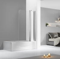 6mm Tempered Glass Bath Screen – Chrome/Black Aluminum Frame, 15mm Adjustable  PB-2B