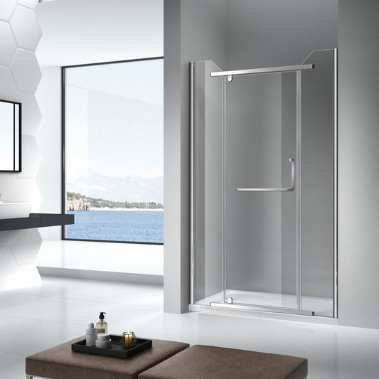 6mm (8mm) Pivot Shower Door – Chrome/Black Frame, 15mm Adjustable, UB-3P