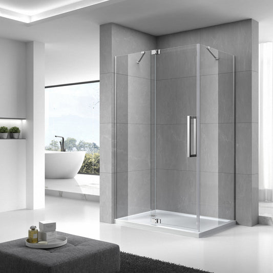 8mm (10mm) Tempered Glass Hinge Shower Door – Stainless Steel Hardware, 15mm Adjustable JB-3F