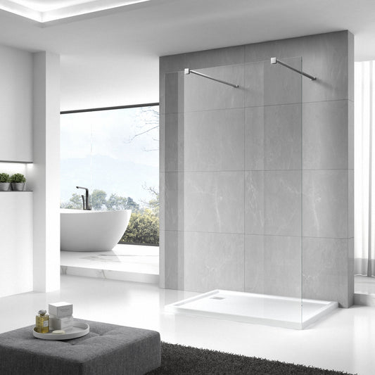 8mm Tempered Glass Walk-In Shower Door – Reversible Design, Chrome/Black Aluminum or Stainless Steel Frame WA-1PA