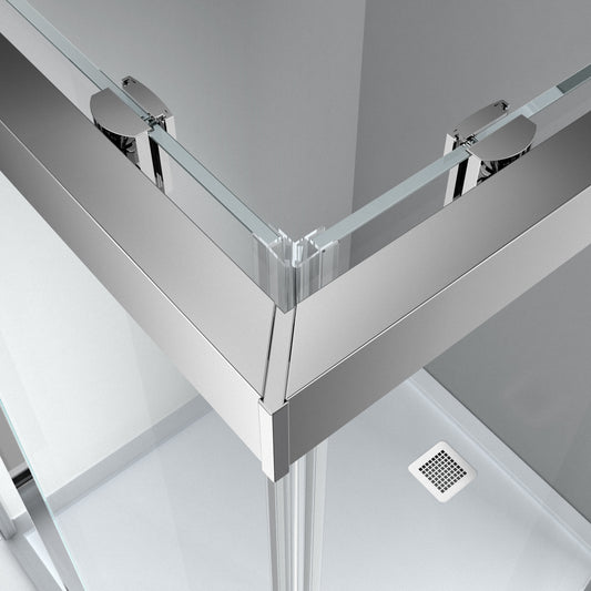 6mm Sliding Shower Door – Chrome/Black Frame, 25mm Adjustable, GA-4F