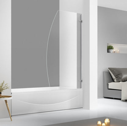 6mm Tempered Glass Bath Screen – Stainless Steel Wall Hinges PC-1C