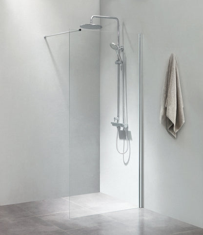 6/8mm Tempered Glass Walk-In Shower Door – Chrome/Black Aluminum or Stainless Steel Frame, 5mm Adjustable Extension Each Side, Reversible  WA-1