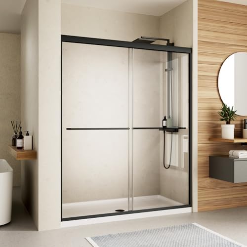 Semi-Frameless Sliding Shower Door 56-60"W x70"H - 1/4" SGCC Tempered Glass