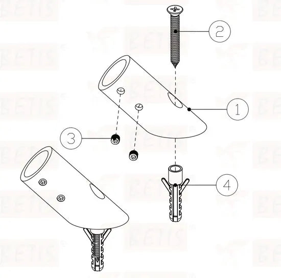 316 Stainless Steel 45° Wall-Mount Connector – Support Bar Fitting for Shower Enclosure