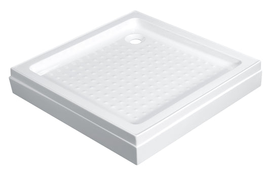 Acrylic Shower Tray with Moveable Skirting – Anti-Slip, Stainless Steel Frame, Drainer Included, 140mm Height