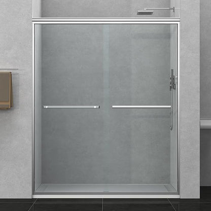 Semi-Frameless Bypass Sliding Shower Door - 56-60"W x72"H, Easy-Clean SGCC Glass, Polished Chrome