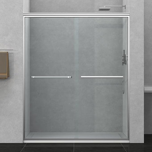 Semi-Frameless Bypass Sliding Shower Door - 56-60"W x72"H, Easy-Clean SGCC Glass, Polished Chrome