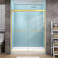 Semi-Frameless Double Sliding Shower Door - 57-60"W x72"H, 1/4" Tempered Glass, Brushed Nickel