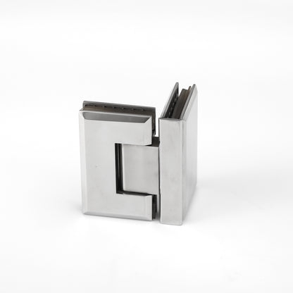 90° Frameless Glass Shower Door Hinge, Heavy Duty Rotating Adjustable Pivot, 304 Stainless Steel Bathroom Clamp Hardware