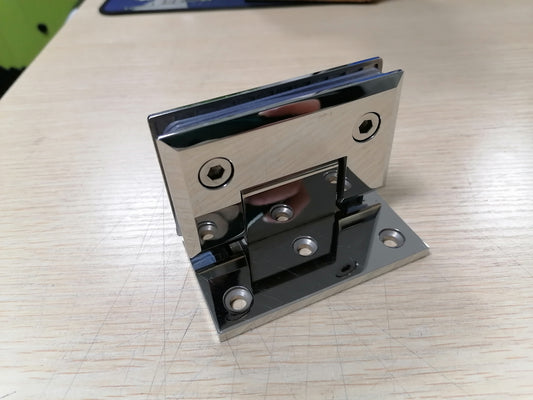 304 Stainless Steel Heavy Duty Shower Door Hinge, Rotating Adjustable Pivot, Beveled Wall-to-Glass Clamp, Mirror Finish