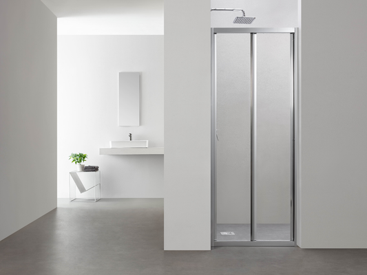 5mm Tempered Glass Folding Shower Door – Zinc Alloy Rollers, Aluminum Frame , 25mm Adjustable Extension Each Side LB-2P