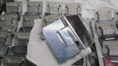 90° Frameless Glass Shower Door Hinge, 304 Stainless Steel, Brushed PVD Coating, Bathroom